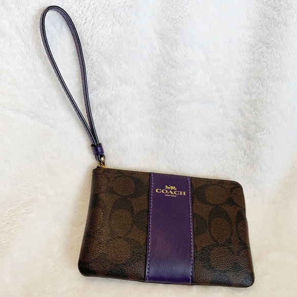Coach Handbags - Coach Purple and Brown Wristlet Wallet